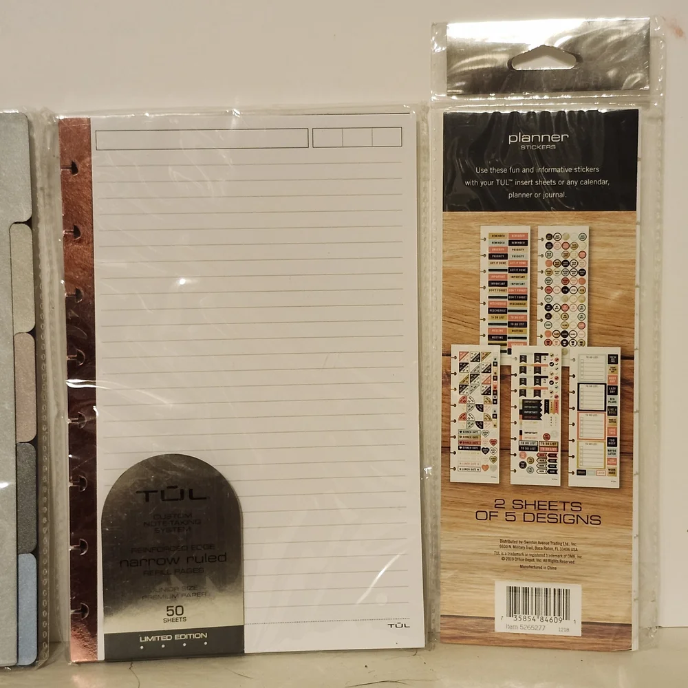 TUL Silver and White Tab Dividers and Notepad Set